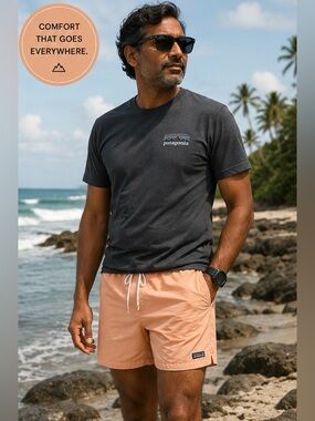 Patagonia Men’s  Athletic Shorts in Soft Peach